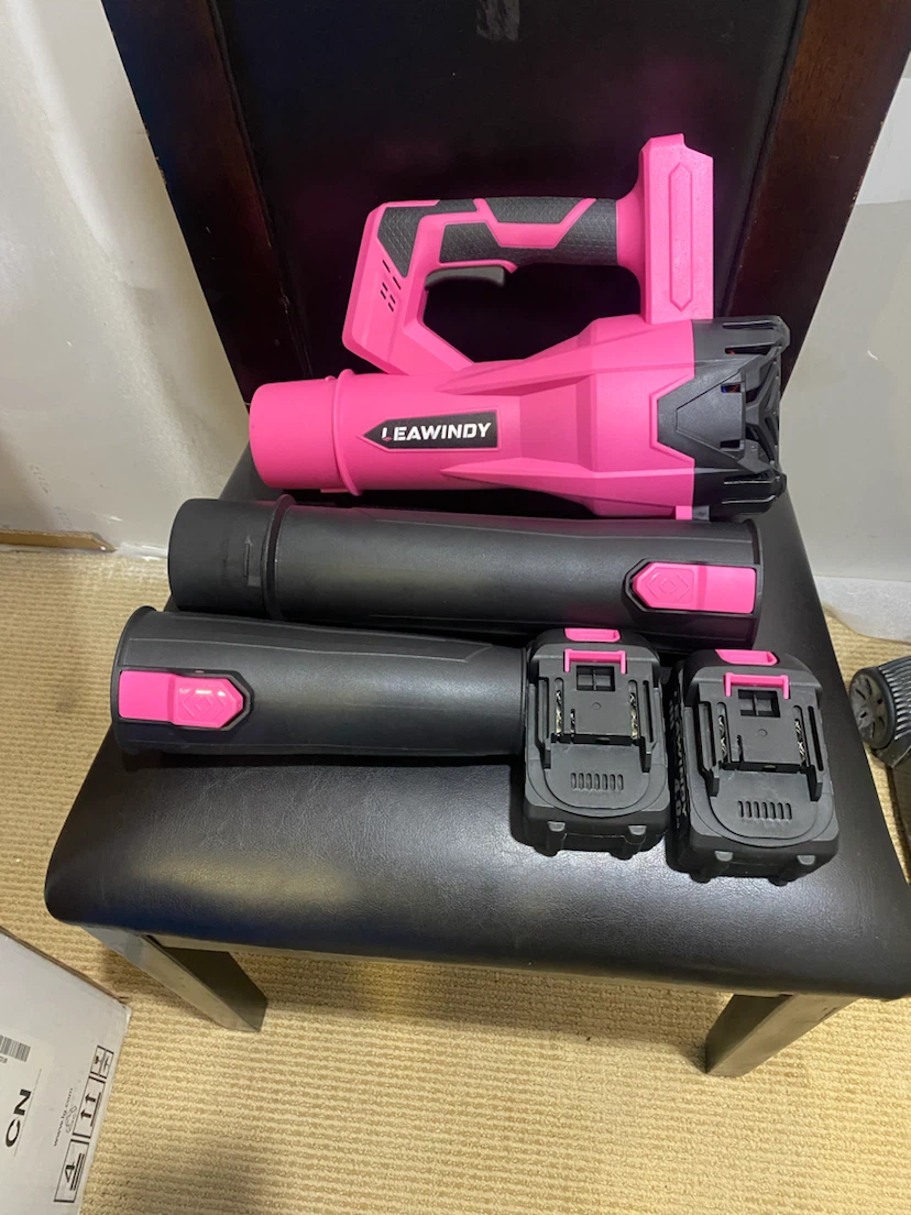 LEAWINDY Pink Cordless Leaf Blower with 2 Batteries