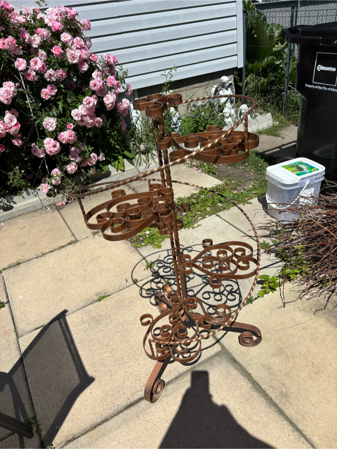 Copper colored wrought spiral plant  stand - photo 2