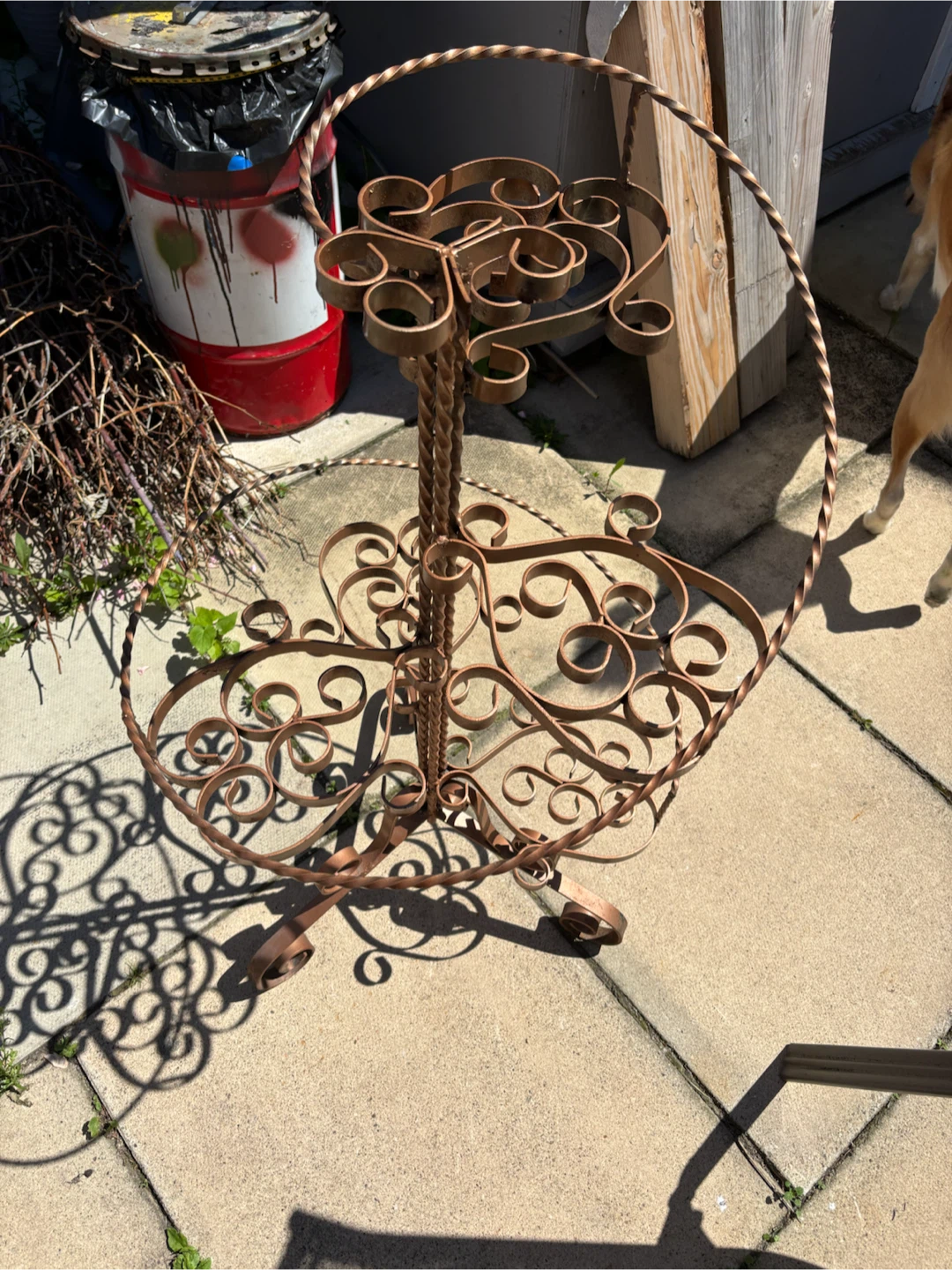 Copper colored wrought spiral plant  stand - photo 3