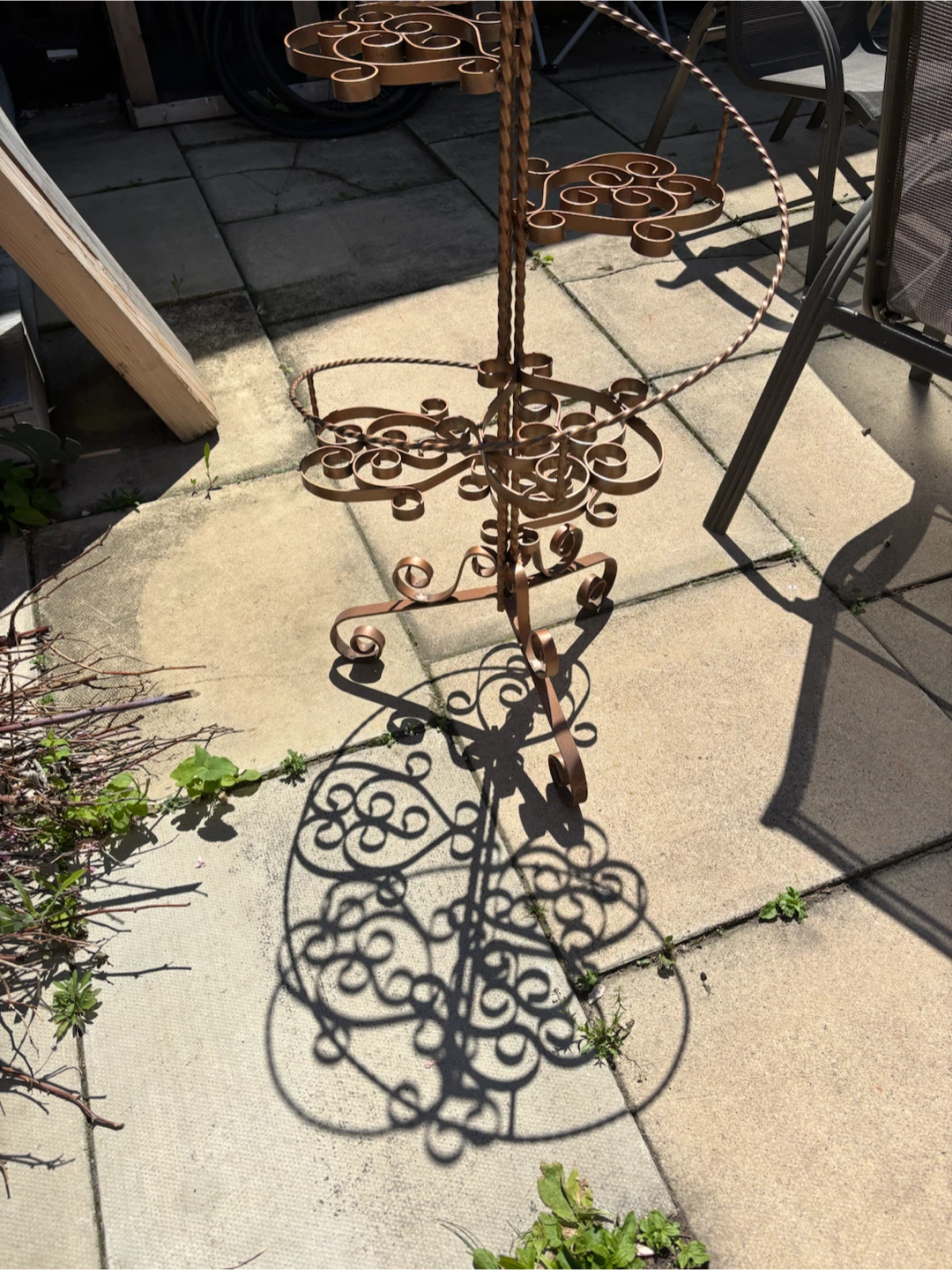 Copper colored wrought spiral plant  stand - photo 4