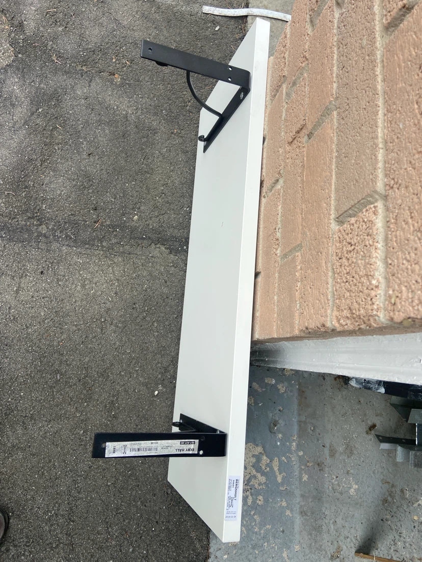 White Wall Shelf with Black Brackets - photo 2
