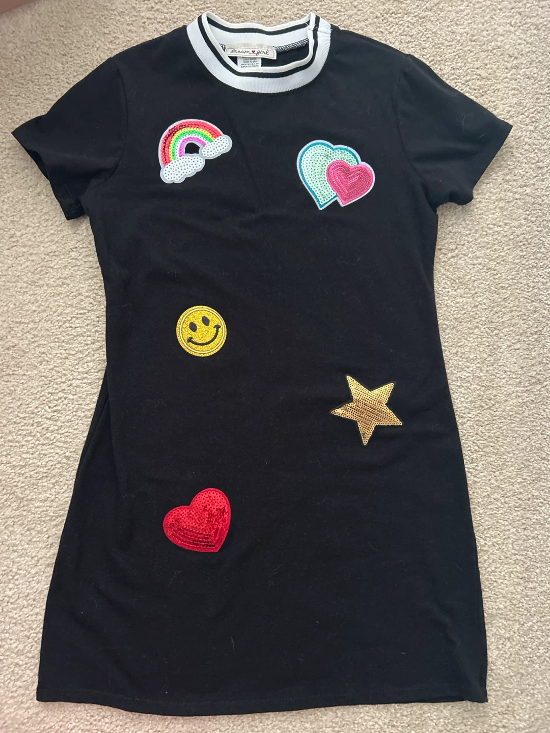 Dream Girl Black Appliqué Dress Size 10