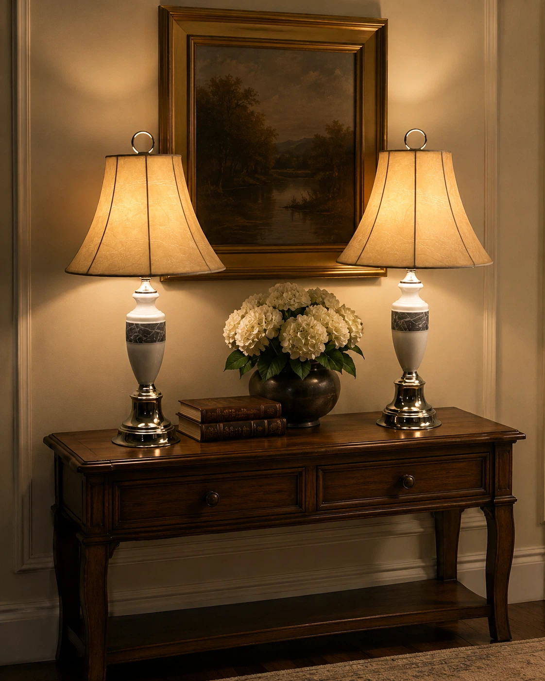 Pair of Table Lamps with White Ceramic Bases - photo 2