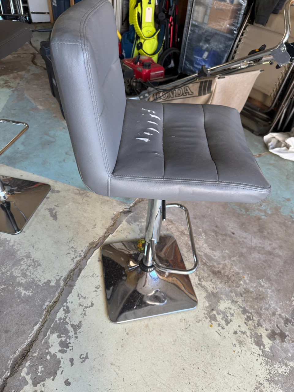 Grey Faux Leather Bar Stools (Set of 2) - photo 3