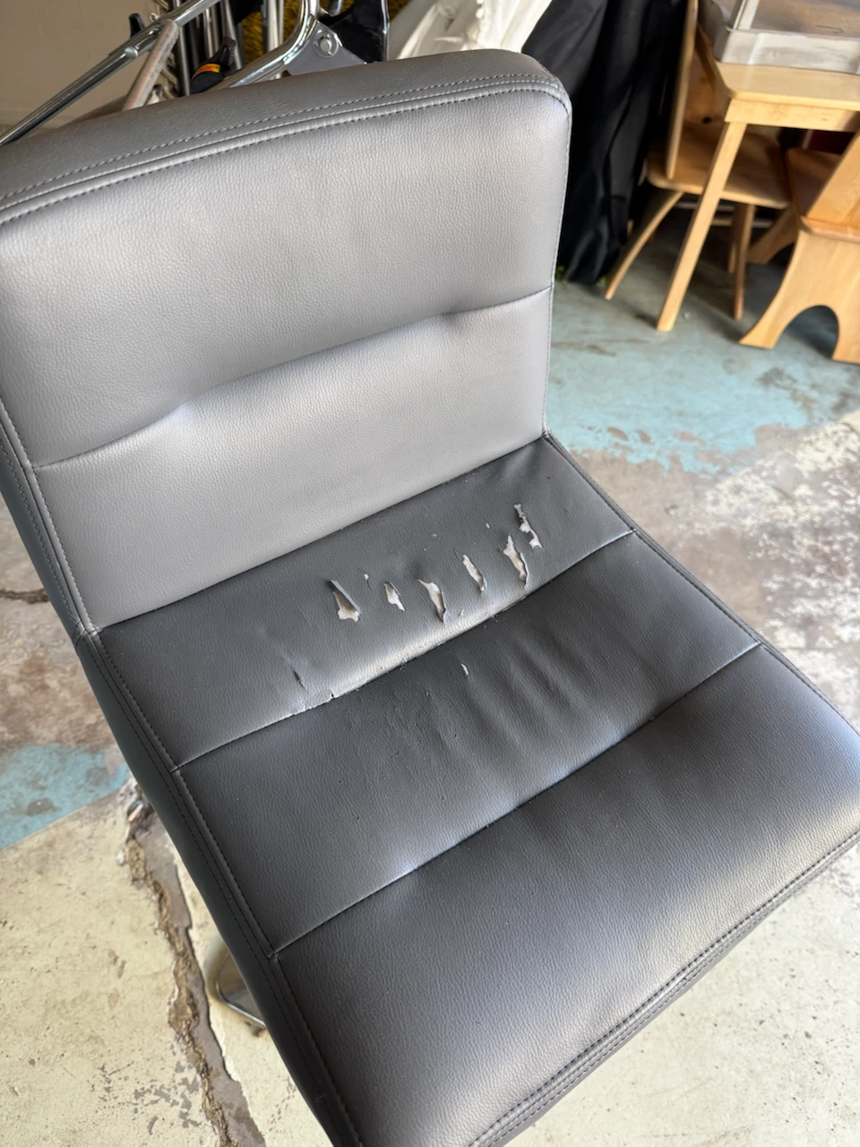 Grey Faux Leather Bar Stools (Set of 2) - photo 4