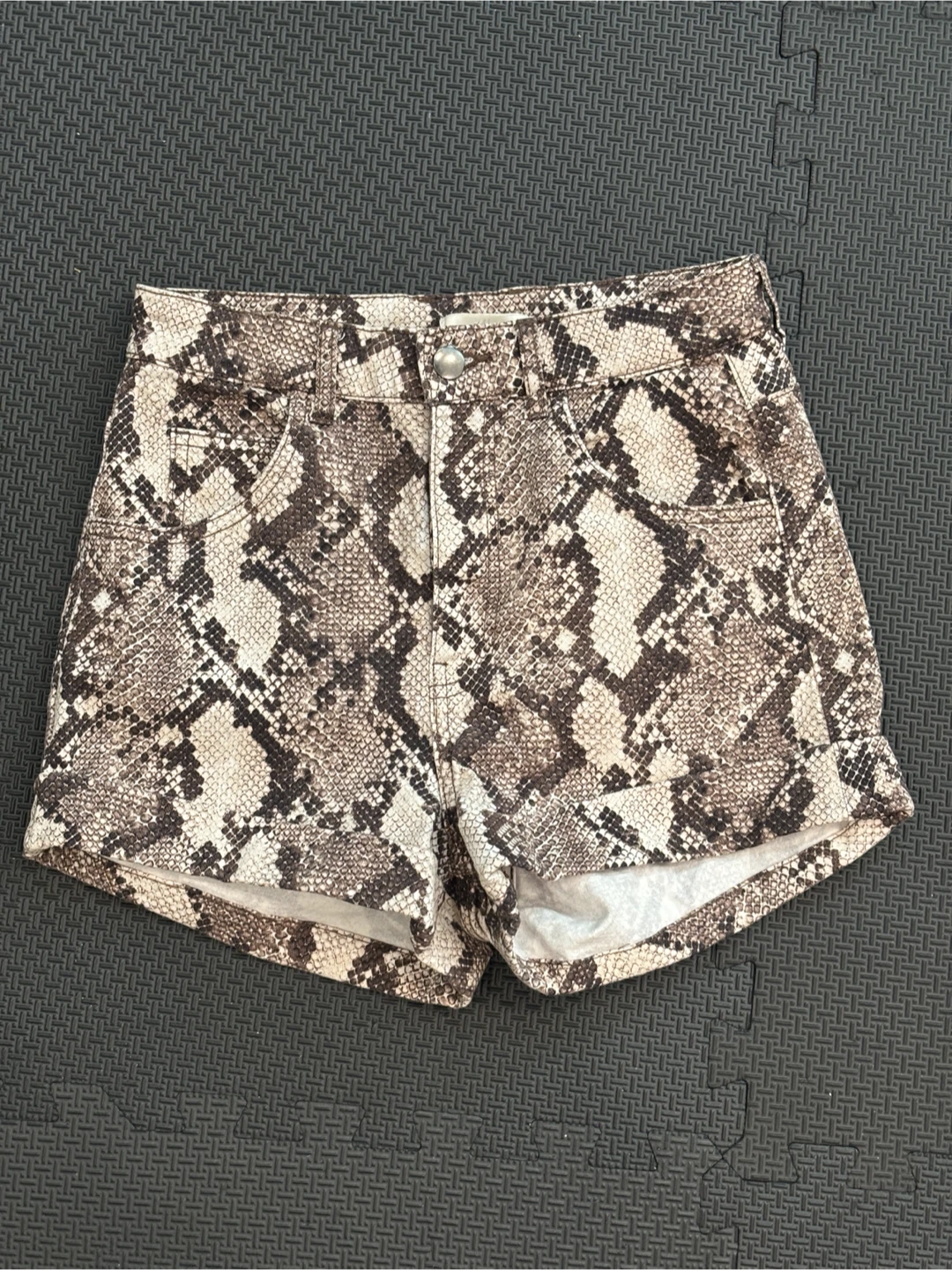 H&M Snake Print Denim Shorts - Size 6