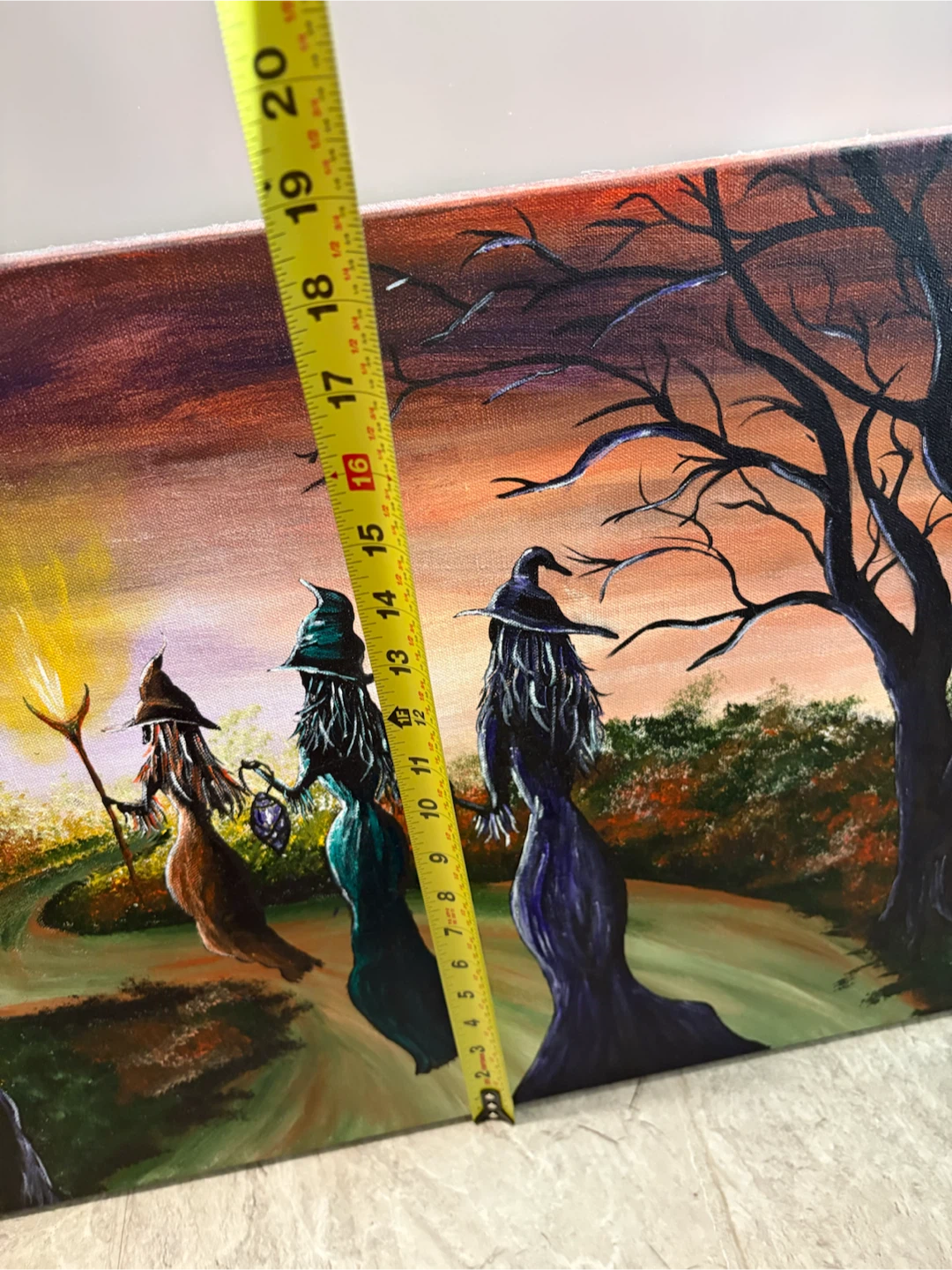 MUST GO ASAP Canvas Painting of Three Witches - photo 2