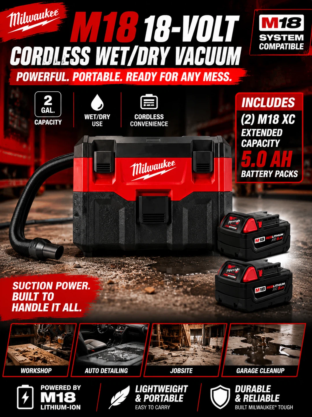 Milwaukee M18 18-Volt Cordless Wet/Dry Vacuum