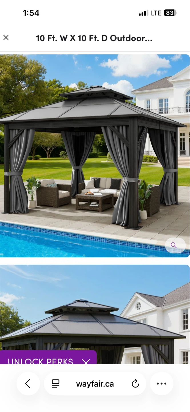 Coronado 8.3 Ft W x 9.7 Ft L Gazebo - Dark Grey Canopy - photo 2