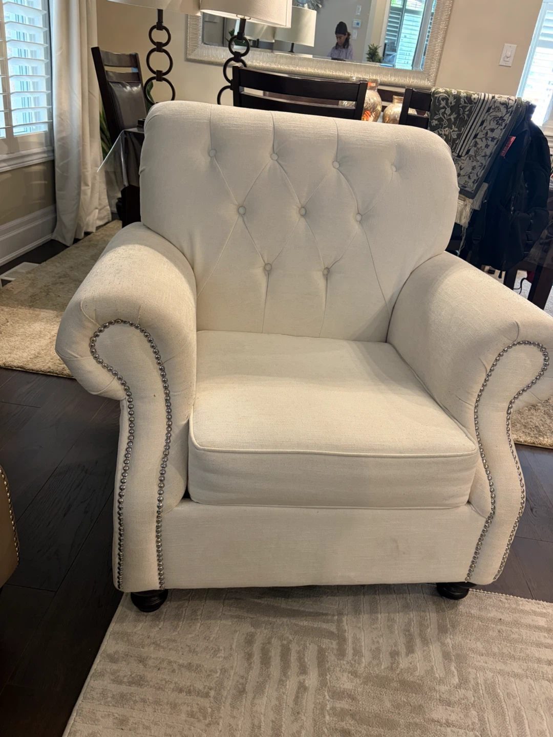 White/Off-white  Accent Armchair