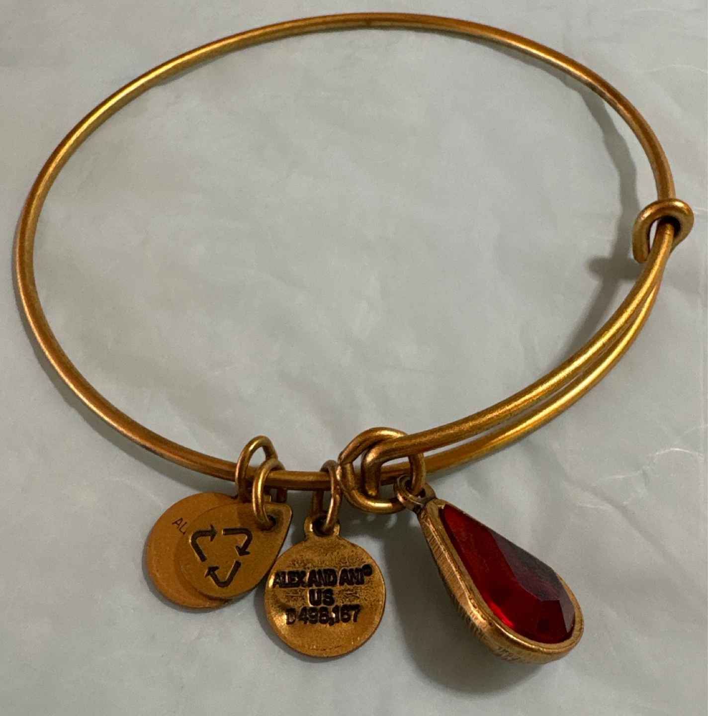 Alex and Ani Gold Tone Charm Bangle Bracelet with Red Stone - photo 3
