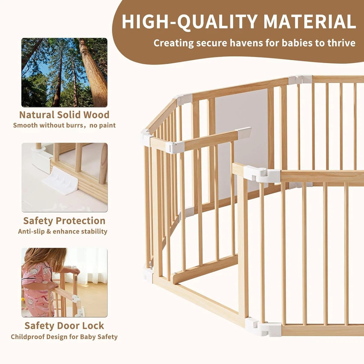 Foldable Wooden Playpen for Toddlers & Babies - photo 5