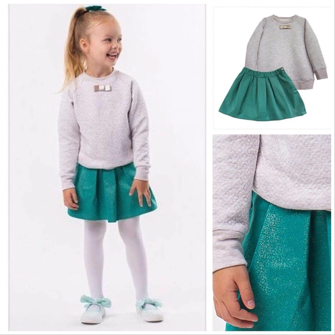 Girls 2-Piece Outfit Set. Sweatshirt & Shimmer Skirt 18-36months