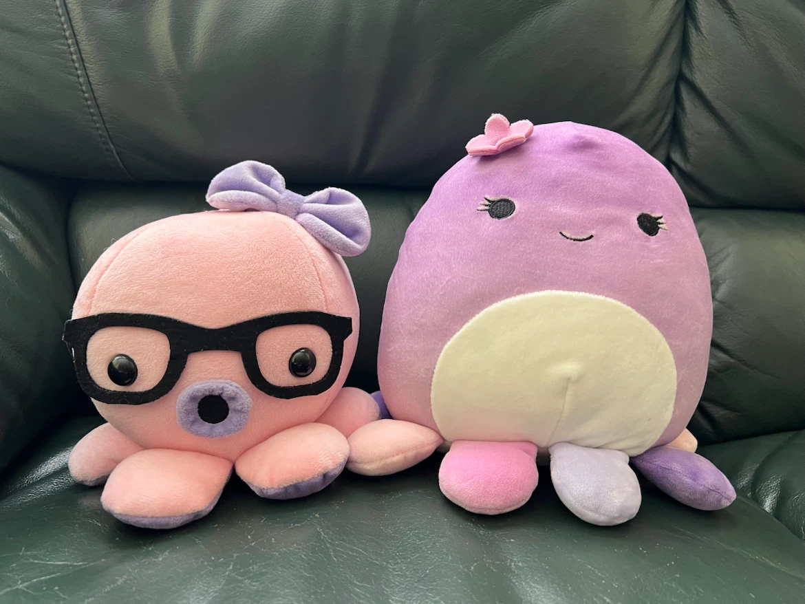 2 Pink & Purple Octopus Plush Toys