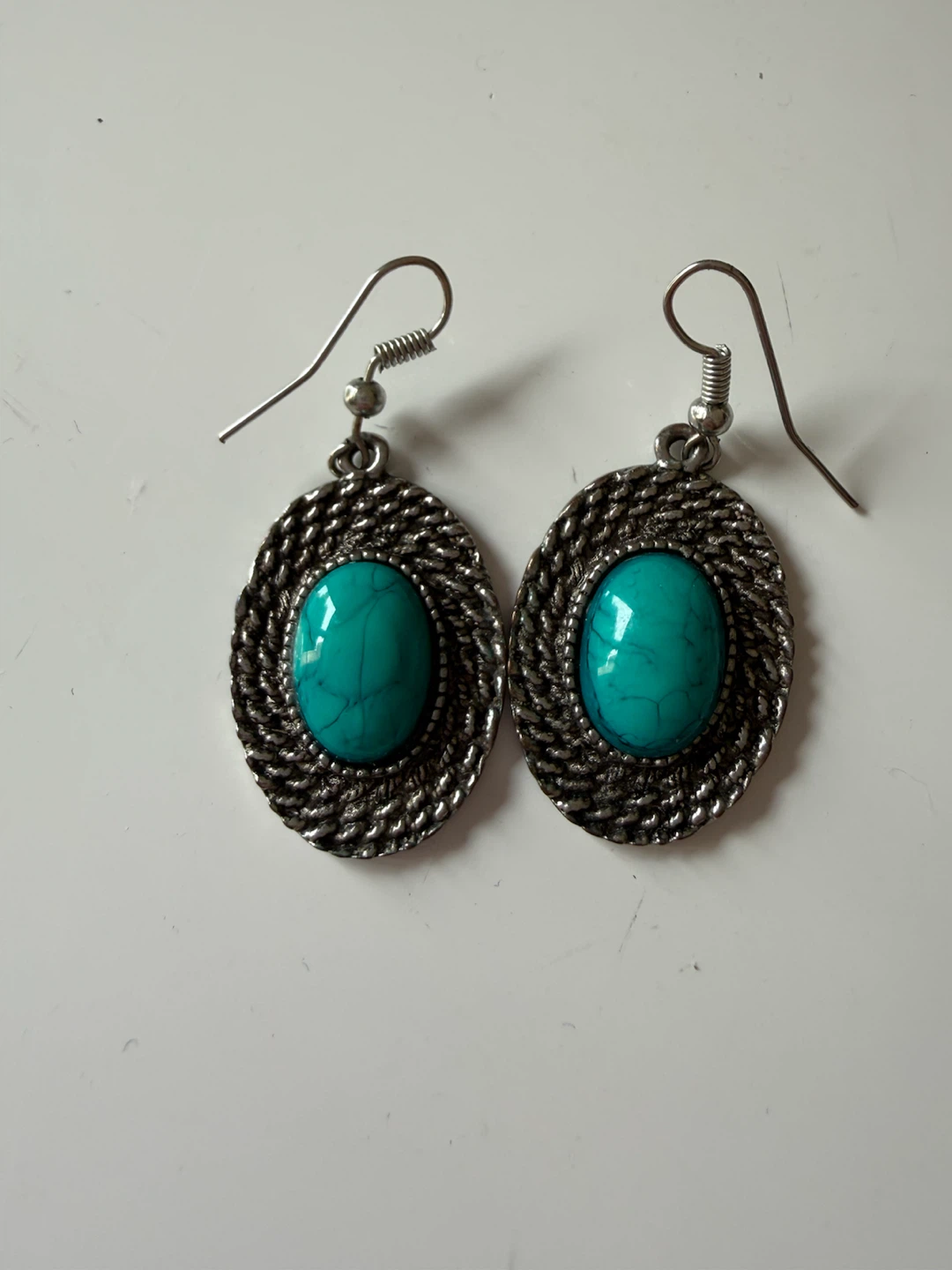 Boho Turquoise Oval Dangle Earrings