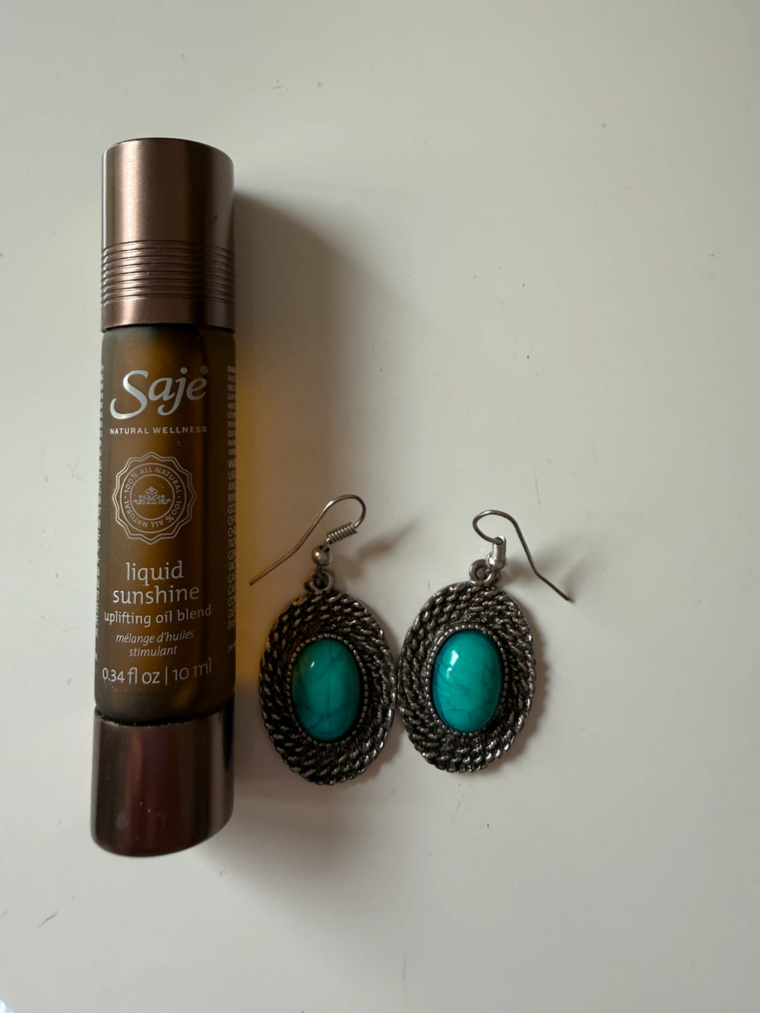 Boho Turquoise Oval Dangle Earrings - photo 2