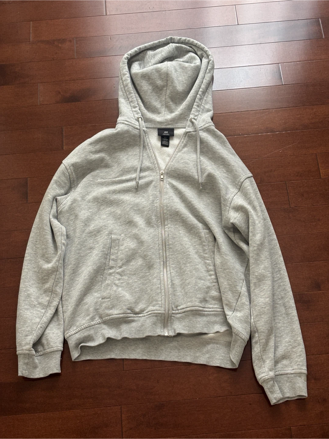 H&M Grey Zip-Up Hoodie (Loose Fit)