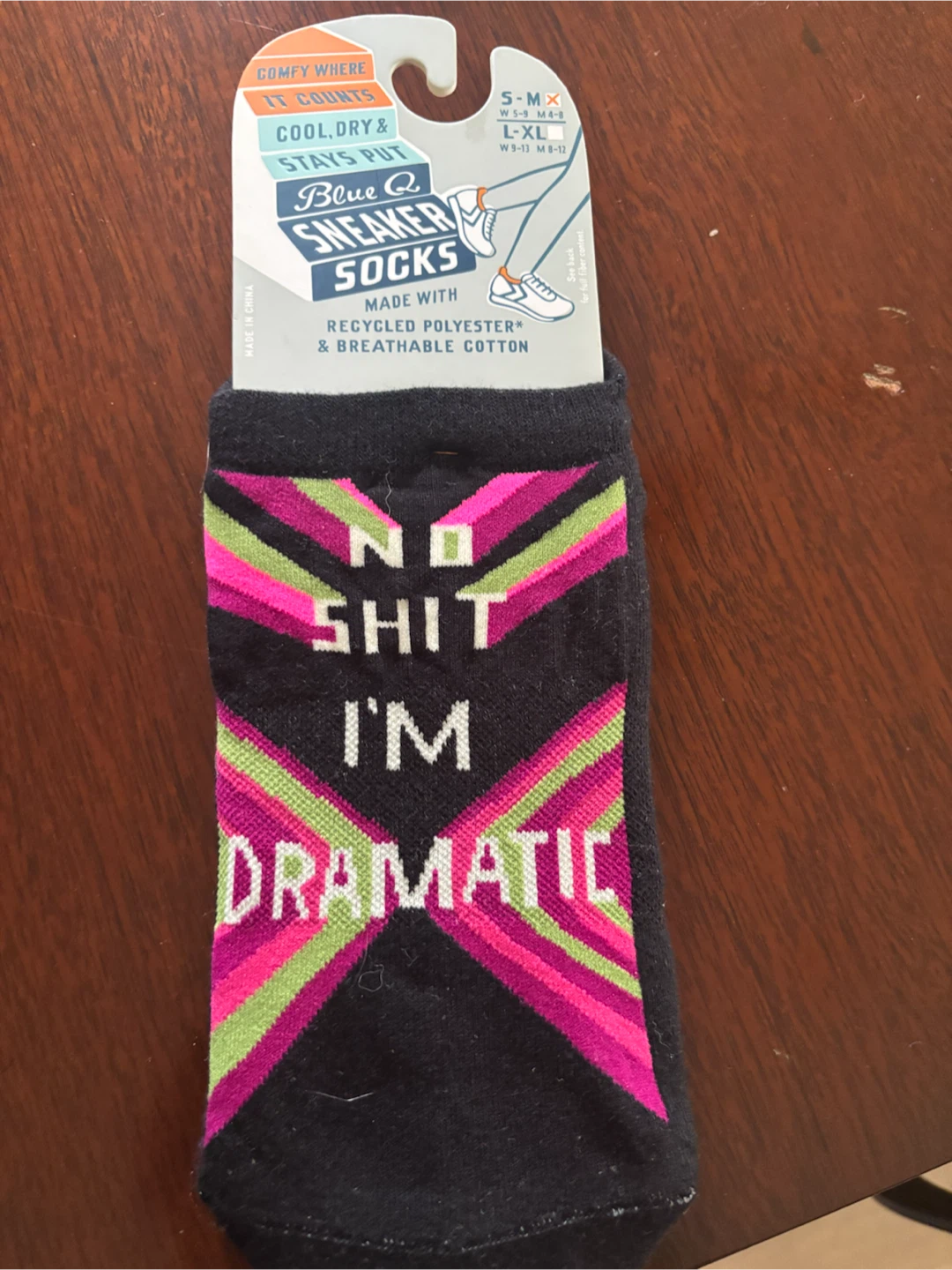 Blue Q "No Sh*t I'm Dramatic" Sneaker Socks