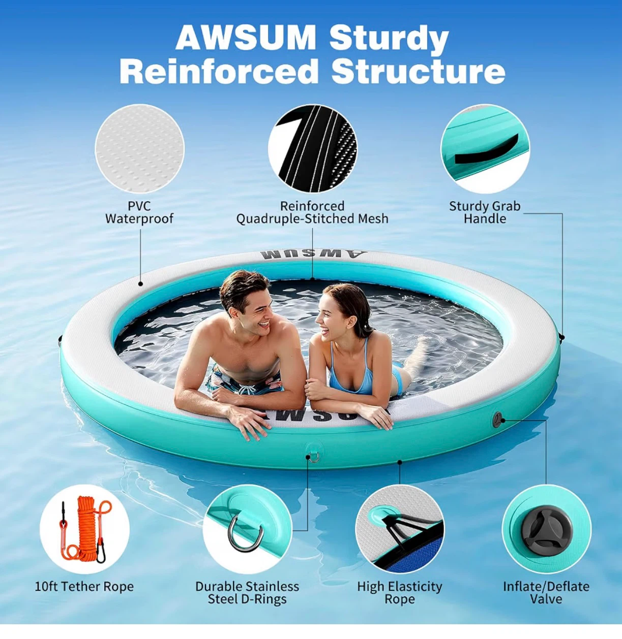 AWSUM 8 FT Inflatable Pool Float for Water Play - photo 4