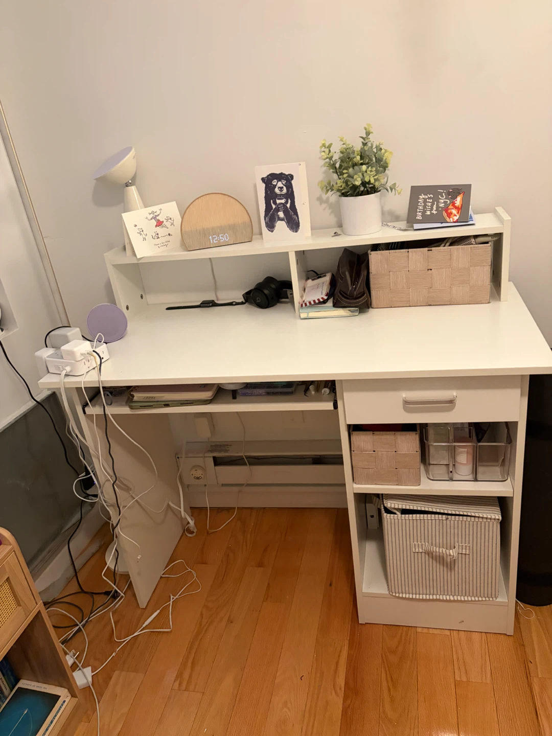White Desk with Hutch and Drawer