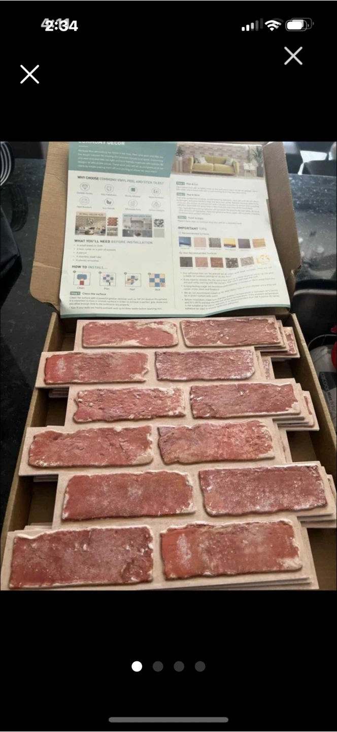 Red Brick peel and stick  Wall Tiles
