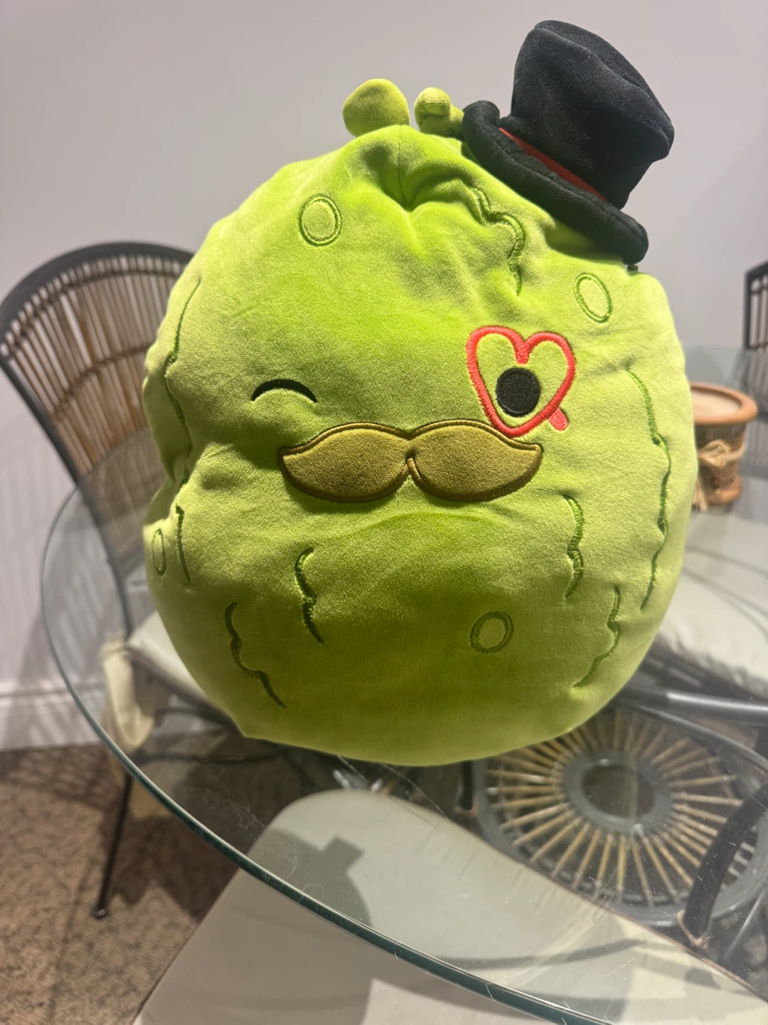 Green Plush Character Toy with Top Hat