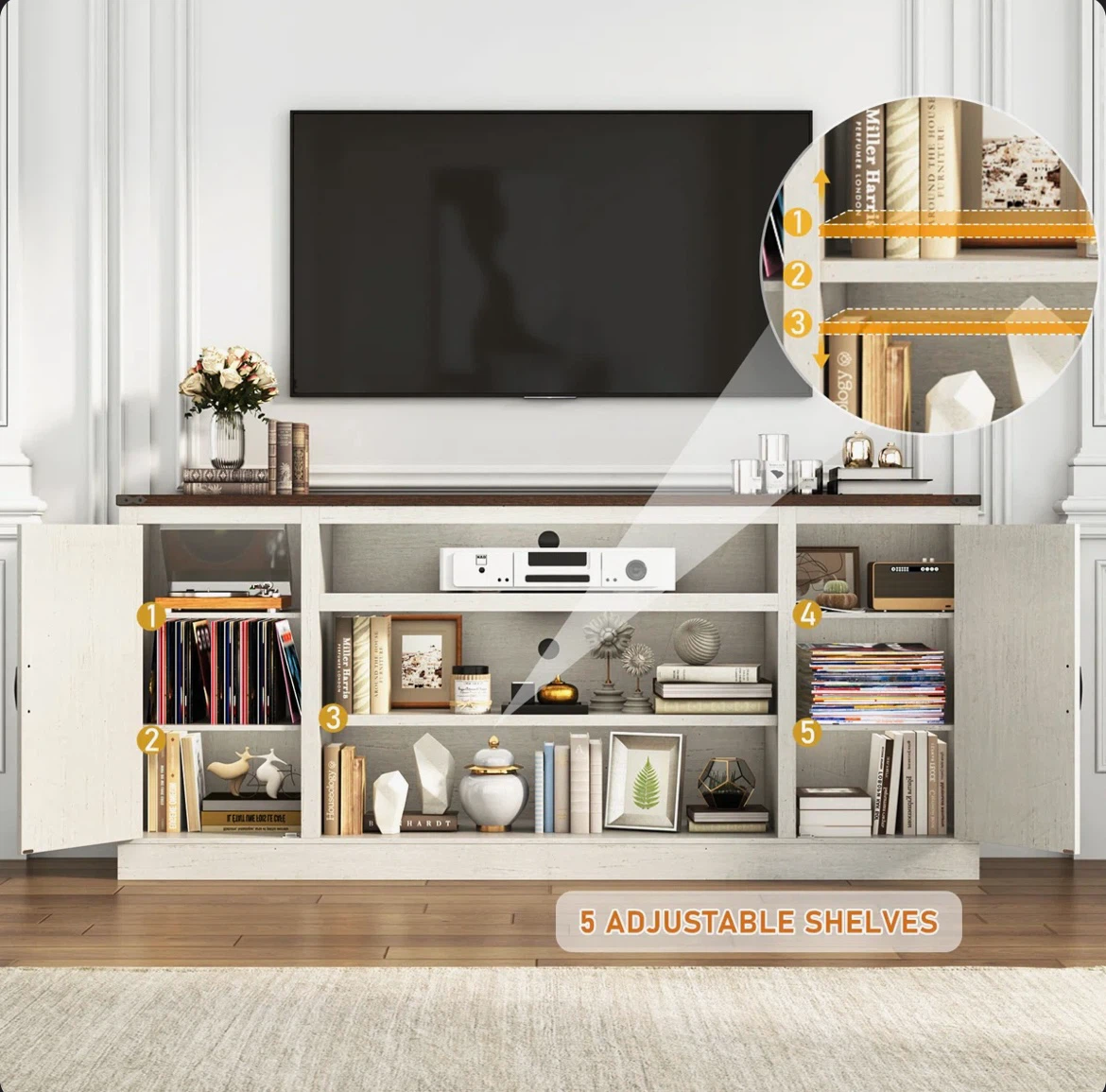 Farmhouse Storage Cabinet with Power Outlet & USB Ports - photo 2