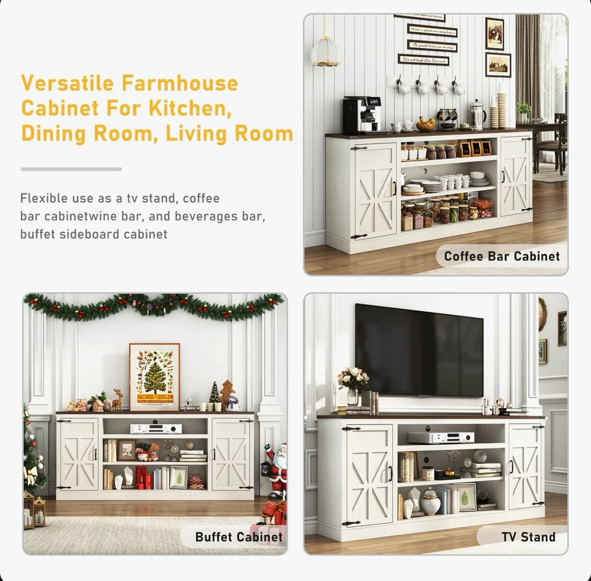Farmhouse Storage Cabinet with Power Outlet & USB Ports - photo 5
