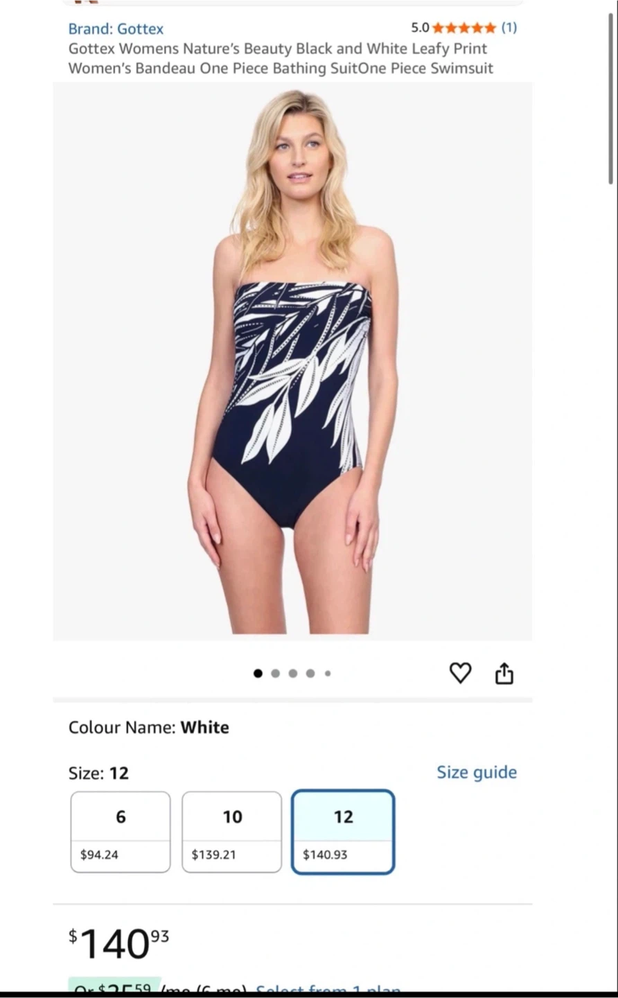 Gottex Womens One Piece Swimsuit - Leafy Print Size 12 - photo 3
