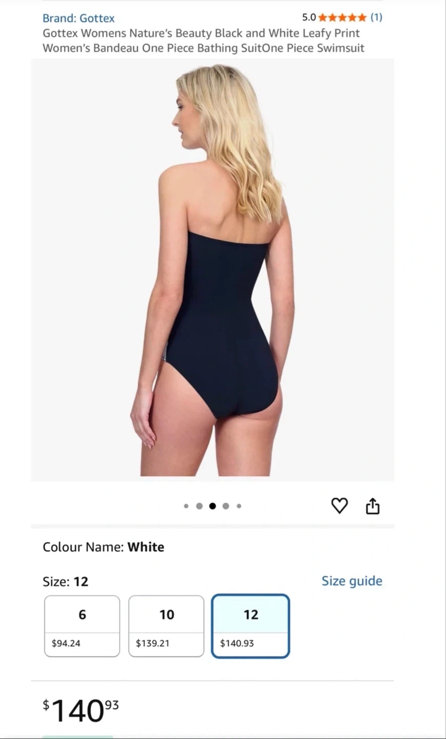Gottex Womens One Piece Swimsuit - Leafy Print Size 12 - photo 4