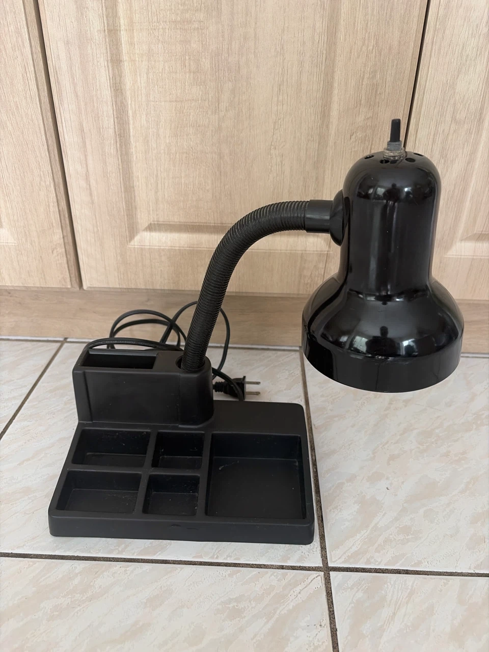Black Adjustable Desk Lamp with Organizer Base