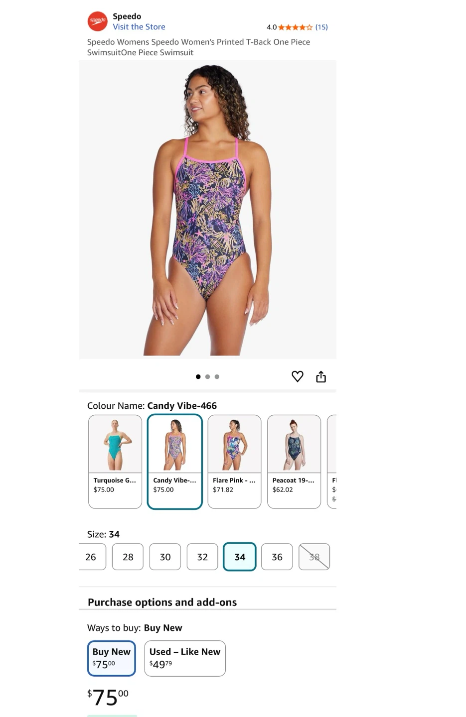 Speedo Women's Printed T-Back One Piece Swimsuit - photo 3