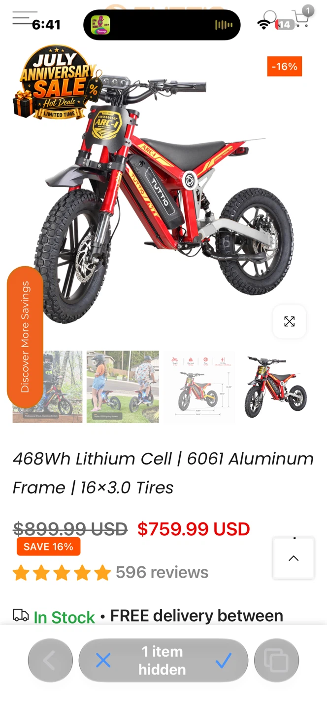 TUTTO ARC-1 Electric Dirt Bike