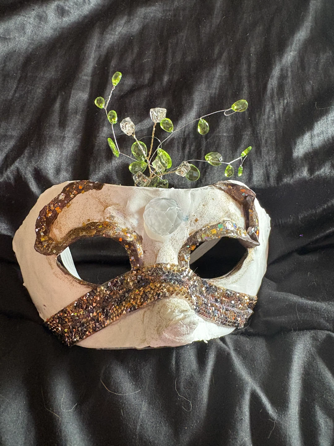 Hand-decorated Masquerade Mask with Green Beading - photo 4