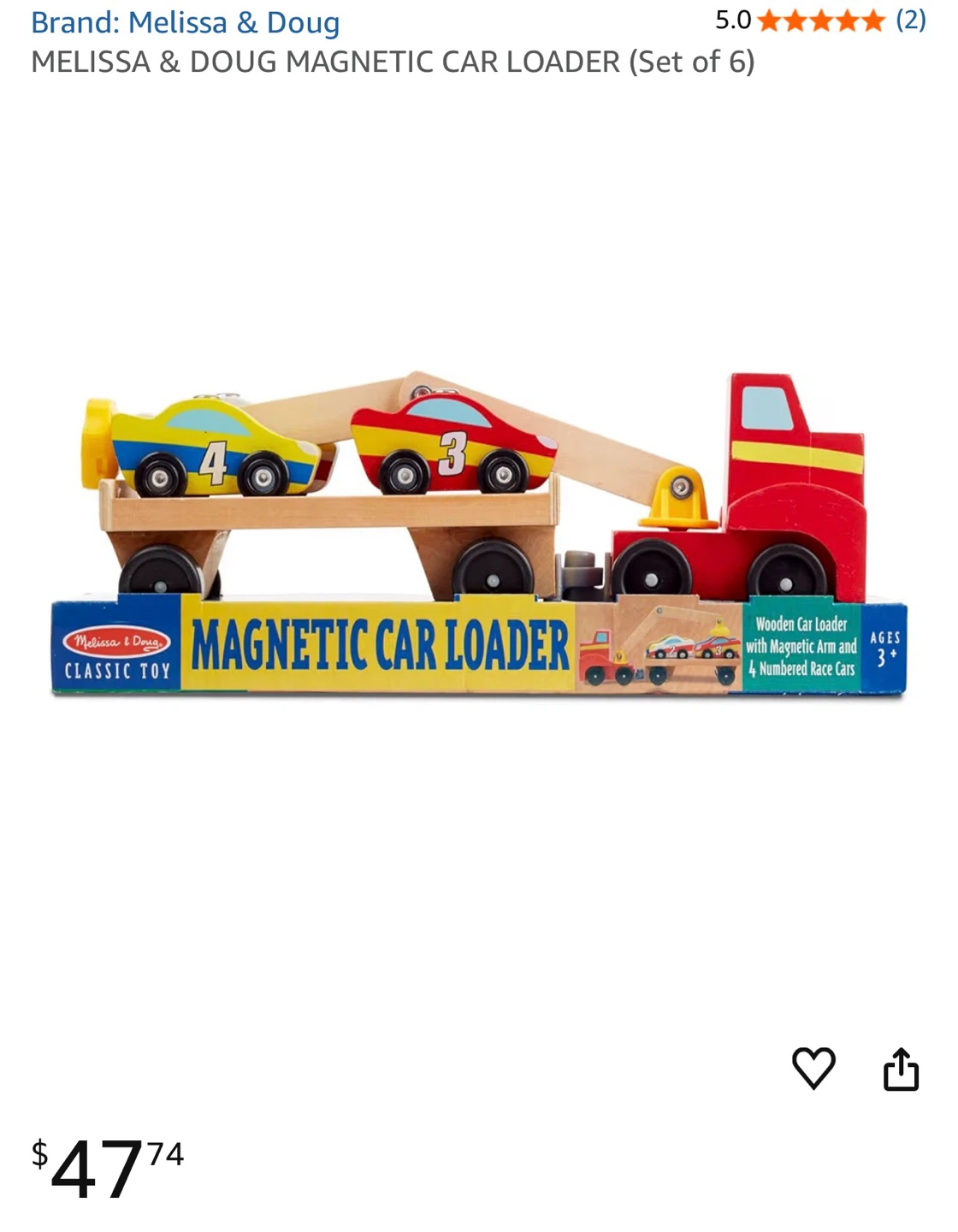Melissa & Doug Magnetic Car Loader Toy