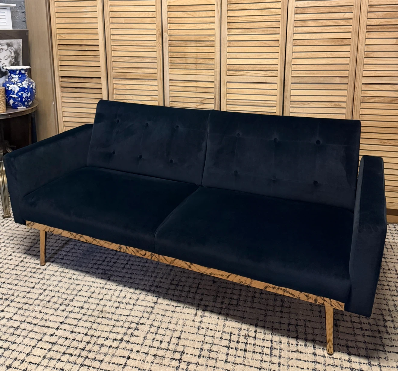 Black Velvet Sofa Bed - photo 2