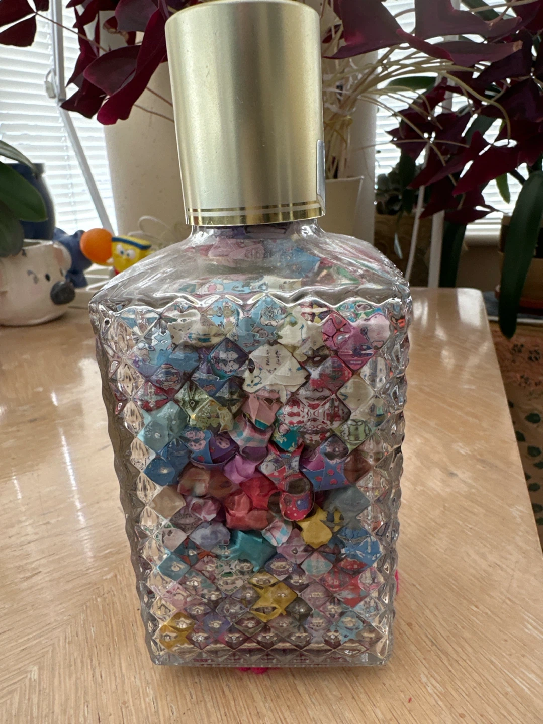 Decorative Glass Bottle Filled with Origami Stars - photo 2