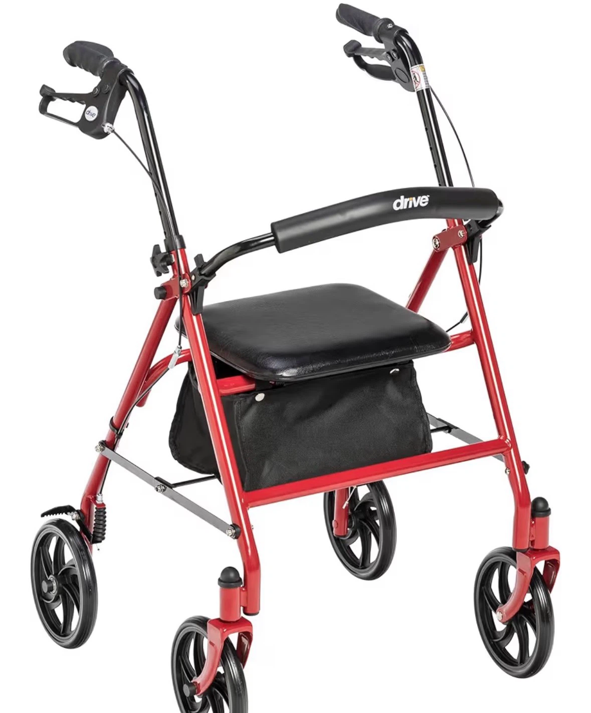 Drive Medical Red 4-Wheel Rollator Walker with Seat