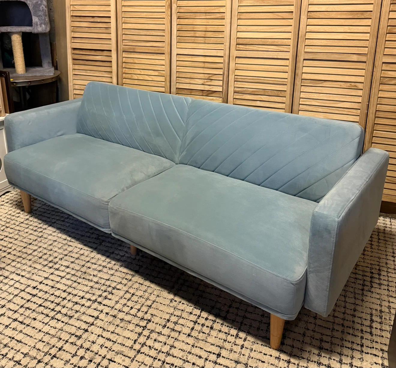Light Blue Velvet Loveseat