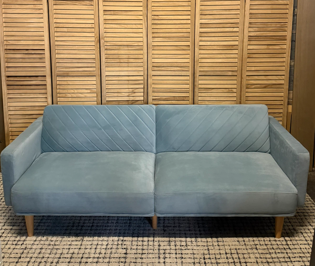 Light Blue Velvet Loveseat - photo 2
