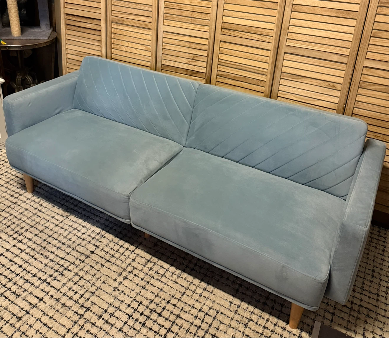 Light Blue Velvet Loveseat - photo 4