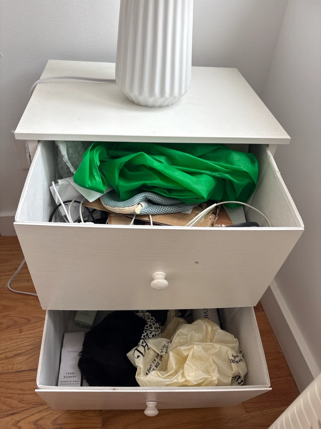 White 2-Drawer Nightstand - photo 4