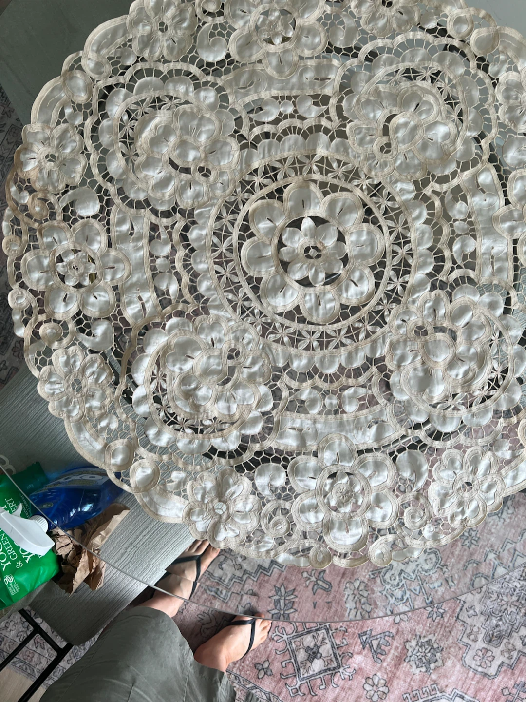 Vintage Round Lace Tablecloth