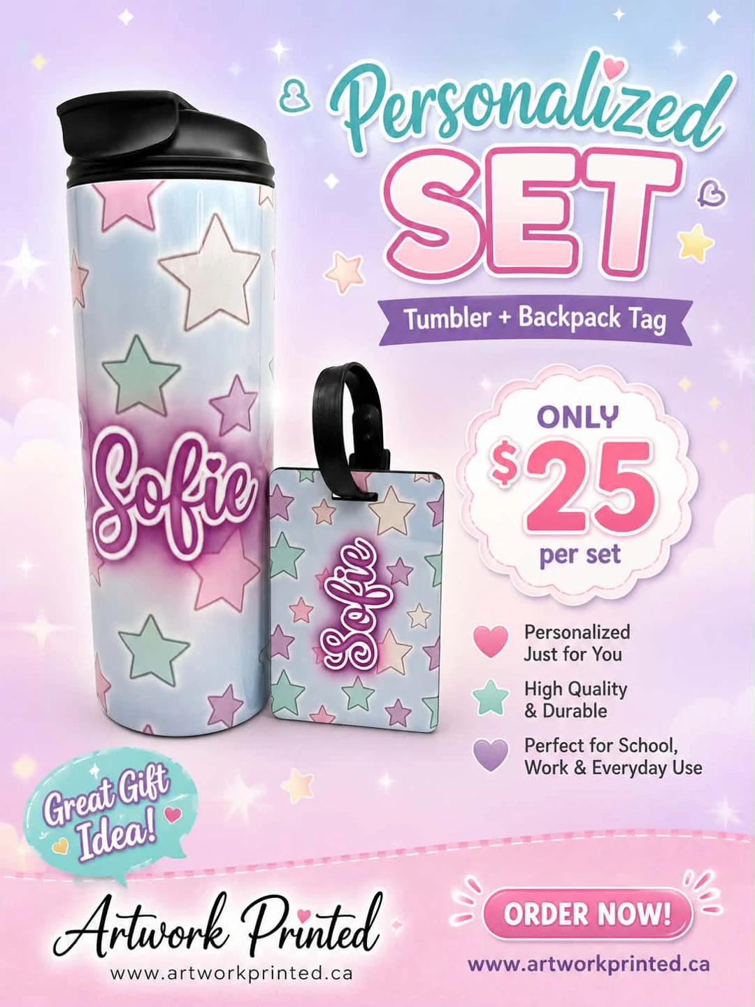 Personalized Tumbler + Backpack Tag Set