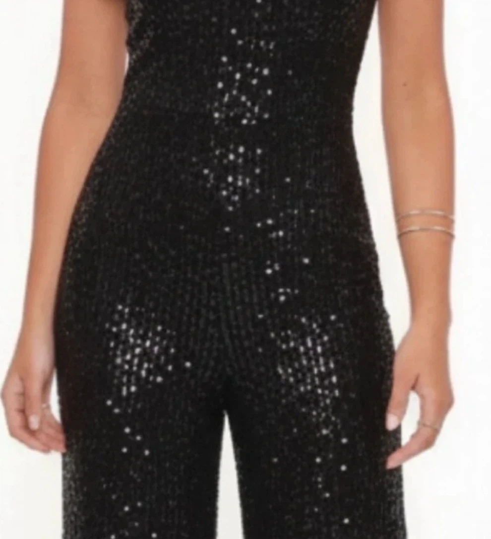 Black Sequin Strapless Jumpsuit XXS. - photo 3