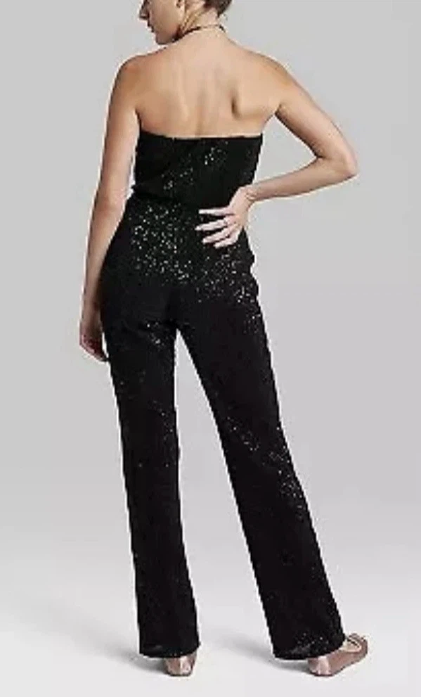 Black Sequin Strapless Jumpsuit XXS. - photo 4