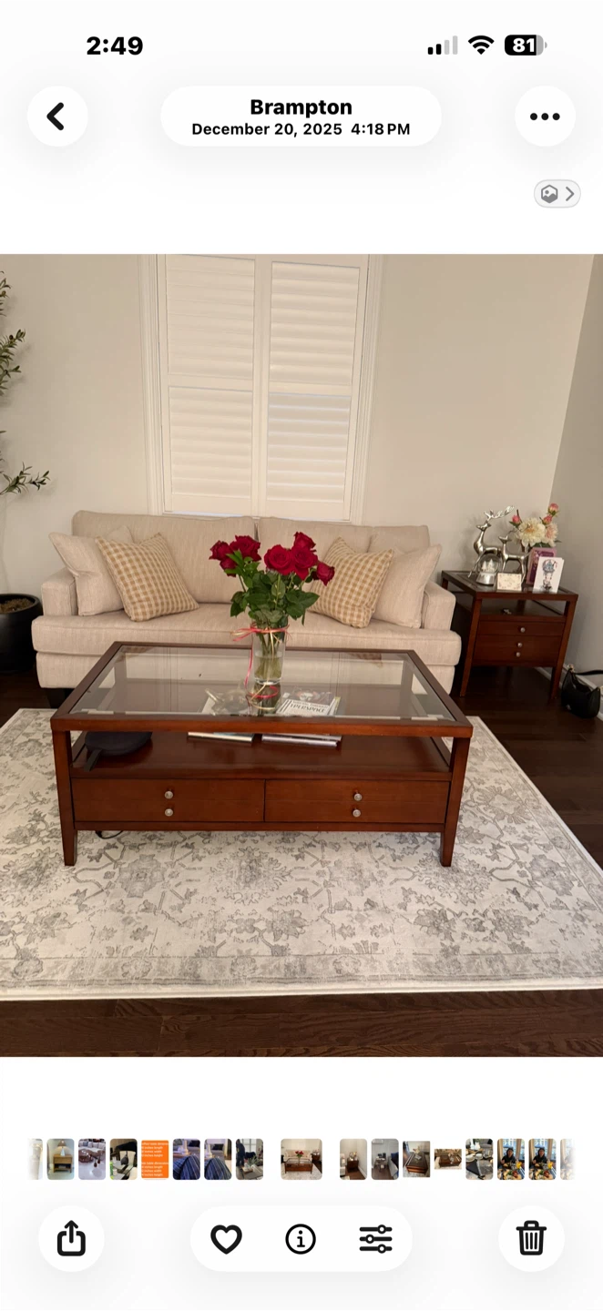 Wooden Coffee and side Table with Glass Top