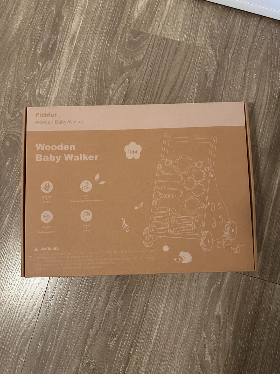 Pithfor Wooden Baby Walker with Activity Center