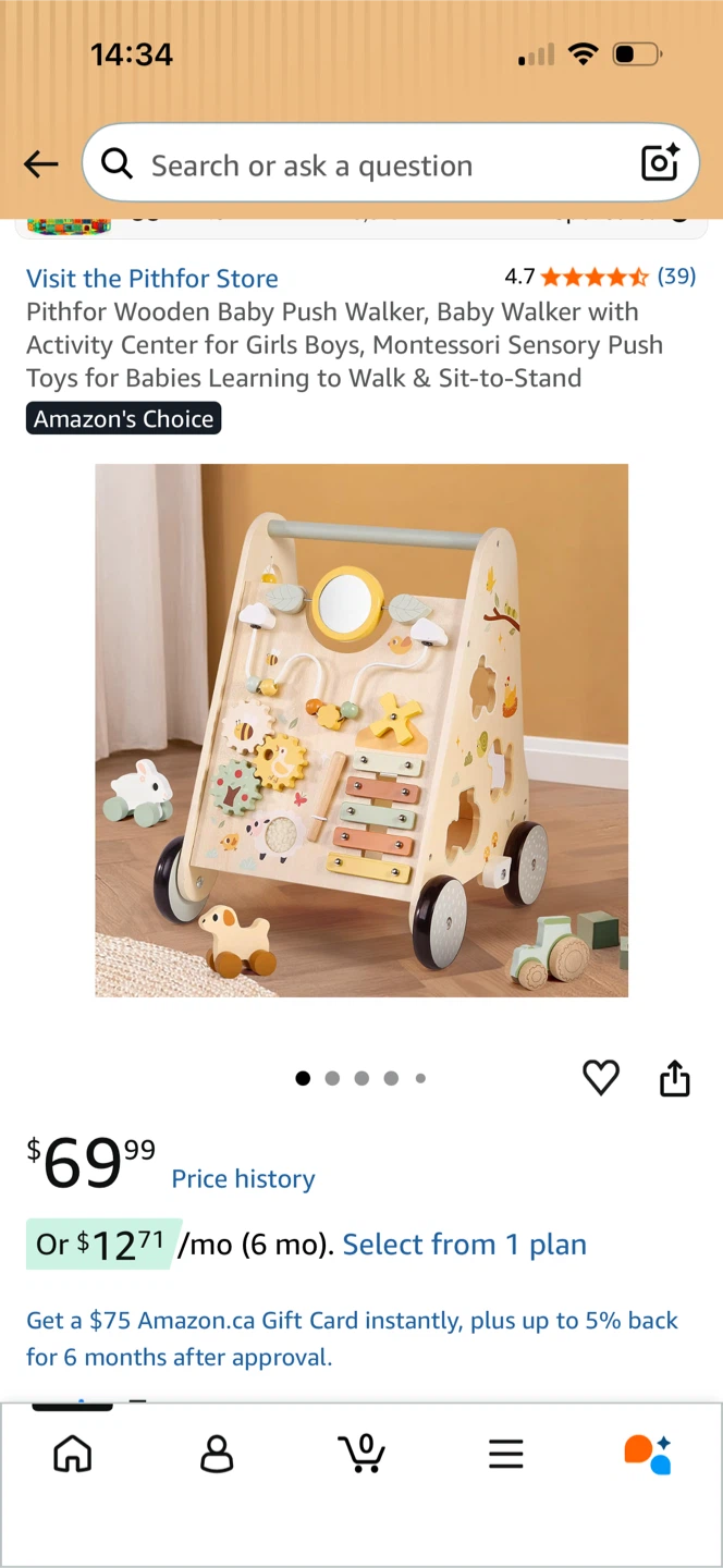 Pithfor Wooden Baby Walker with Activity Center - photo 4