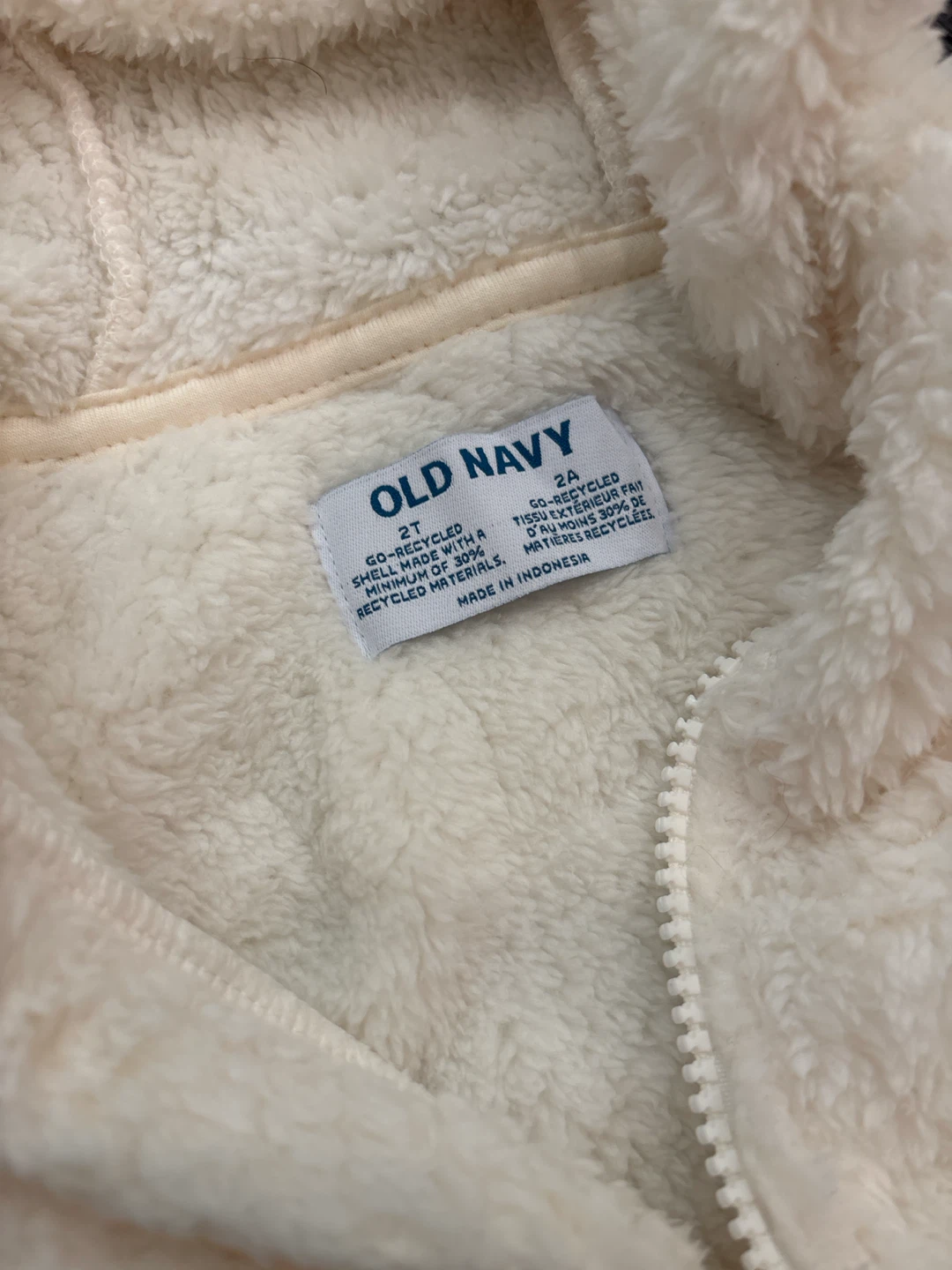 Old Navy Cream Unicorn Fuzzy Hoodie Jacket 2T - photo 3